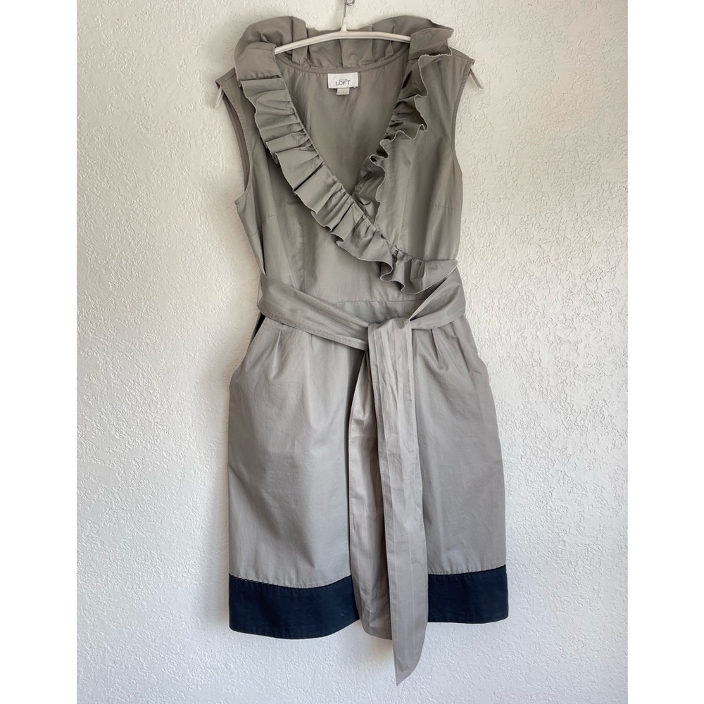 Ann Taylor Loft Poplin Ruffle dress Sz 8